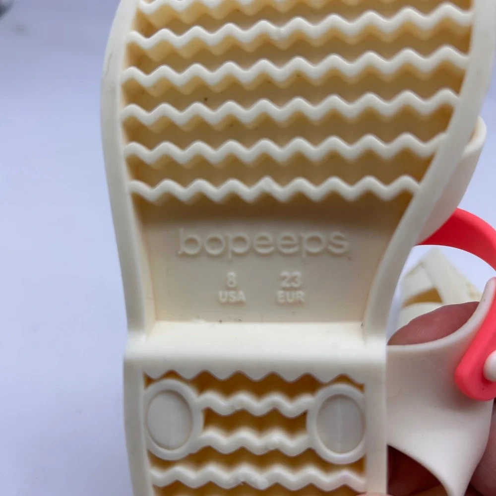 Bopeeps Girls Jelly Sandals Cream Pink Cage Rubber Shoes Toddler Size 8 US
